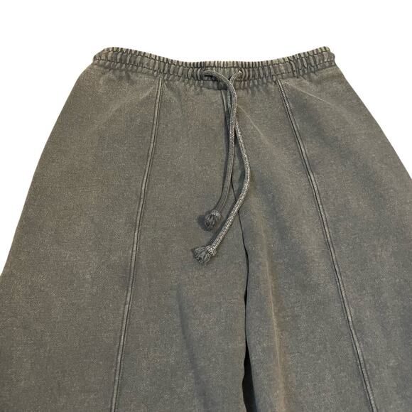 Zara Mineral Wash Wide Leg Sweatpants Medium Gray Boho Drawstring Grunge Cozy - Picture 2 of 8